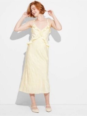 wild fable Yellow Ruffle Slip Dress XS